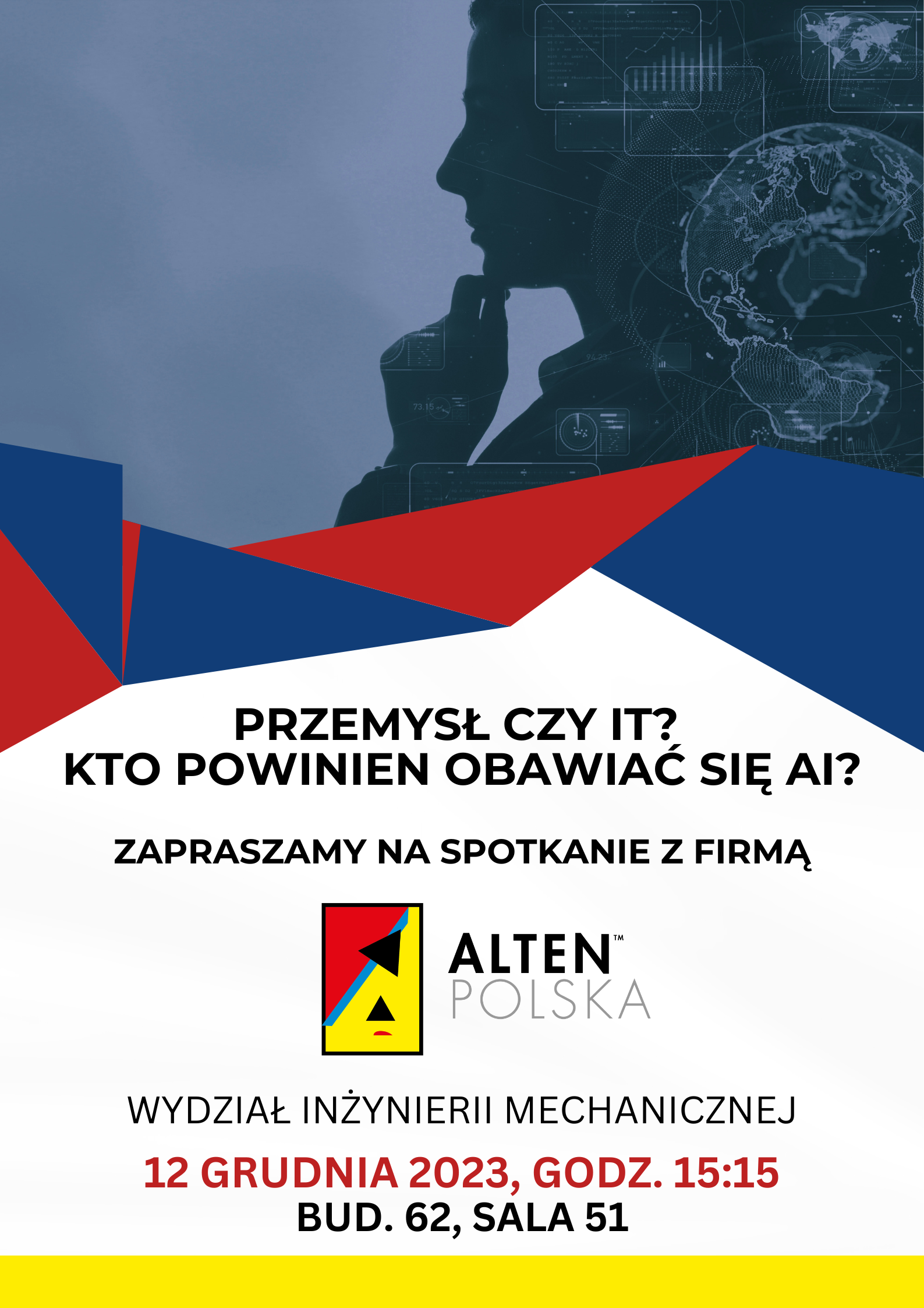 Fot. 1. Plakat informacyjny - zaproszenie na spotkanie z firmą ALTEN
