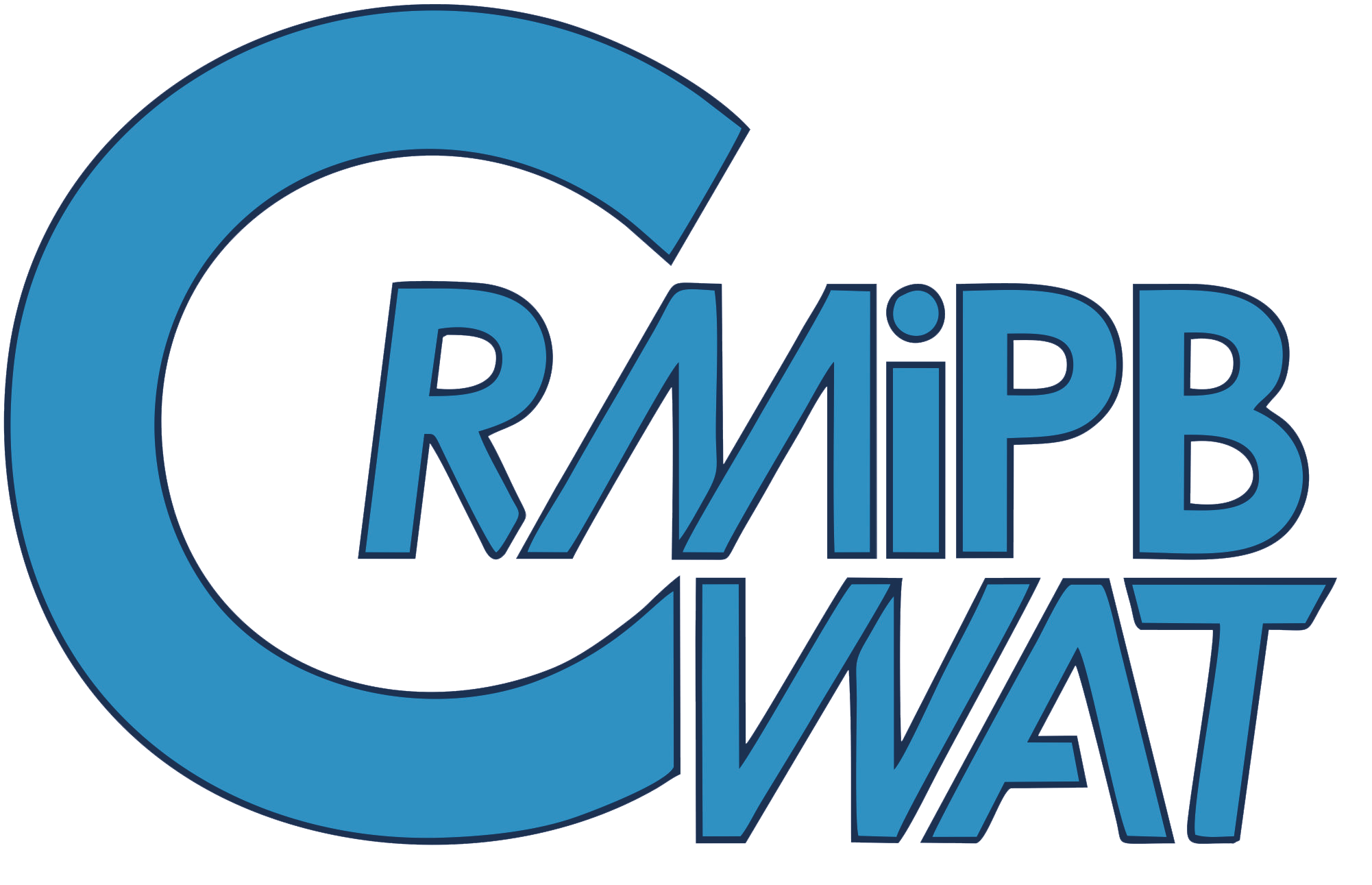 Fot. 1. logo na białym tle składające się z niebieskich liter CRMiPB WAT.
